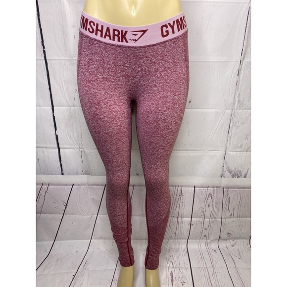 Gymshark Flex Leggings Marl‎ Heather Burgundy Athletic Fitness Gym Women XS - Picture 3 of 8